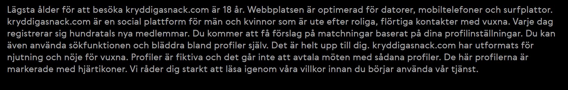 fiktiva profiler kryddigasnack